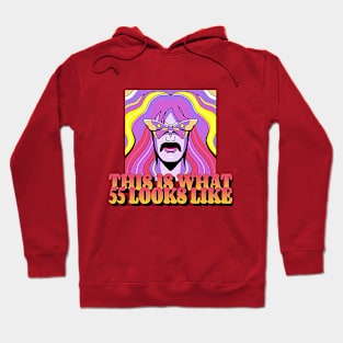 This is what 55 looks like (long-haired hippie psychedelic butterfly mustache) Hoodie